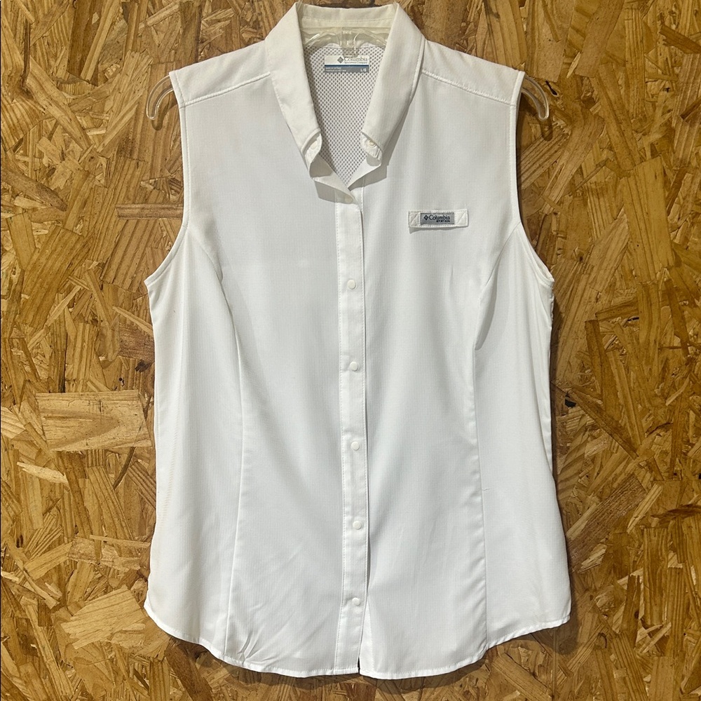 Columbia PFG Stark White Sleeveless Fishing Outdoor Top, Large